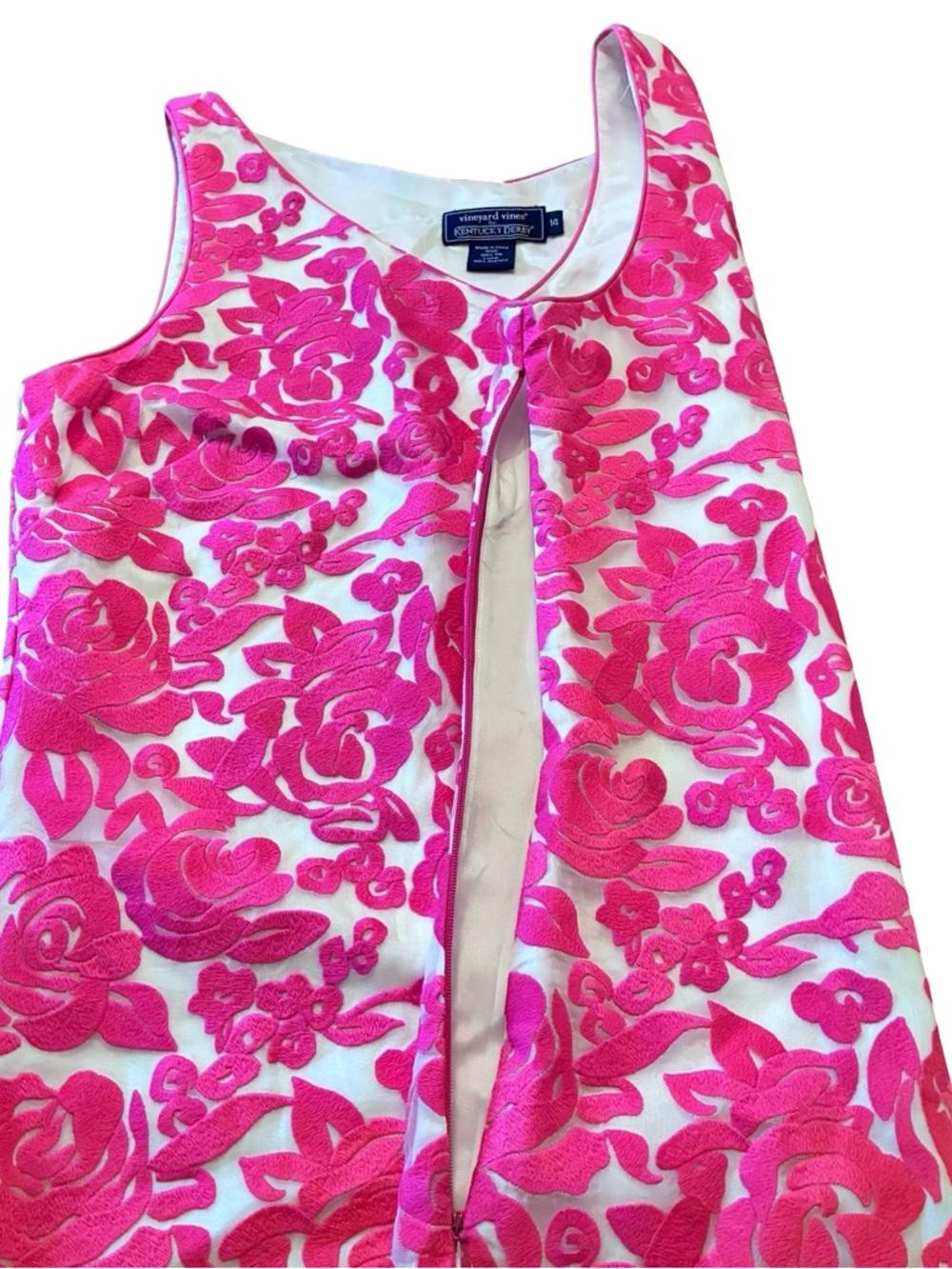 VINEYARD VINES Kentucky Derby “Run For The Roses,” Silk Dress, Size 14. - Picture 5 of 10